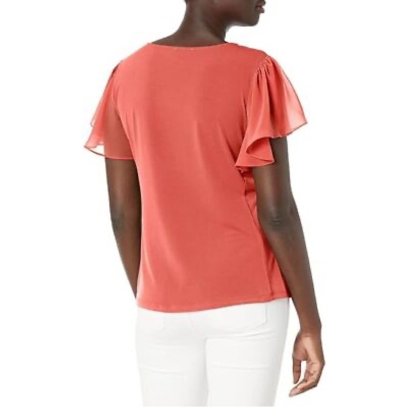 Calvin Klein coral with chiffon flare short sleeves blouse sz 1X - Picture 8 of 8